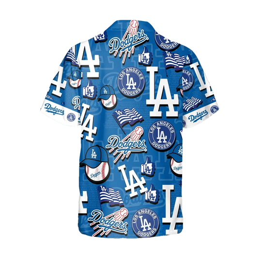 Pattern Logo Los Angeles Dodgers Hawaiian Shirt, MLB Hawaiian Shirt Moonbestprint