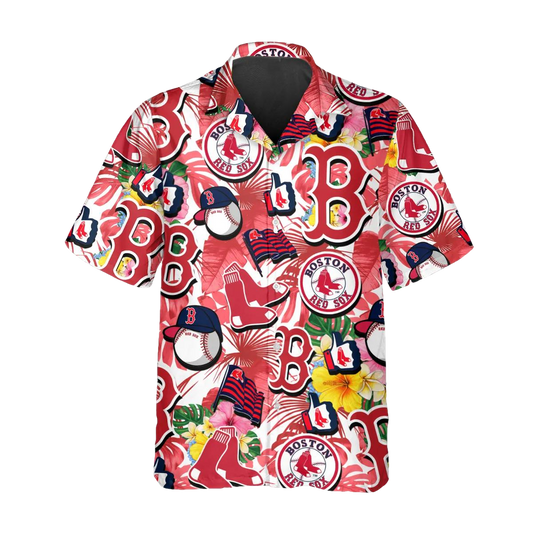Pattern Boston Red Sox Hawaiian Shirt, Red Sox Aloha Shirt Moonbestprint