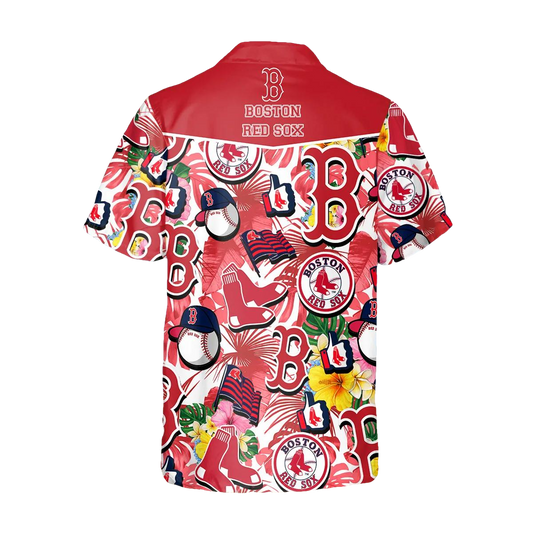 Pattern Boston Red Sox Hawaiian Shirt, Red Sox Aloha Shirt Moonbestprint