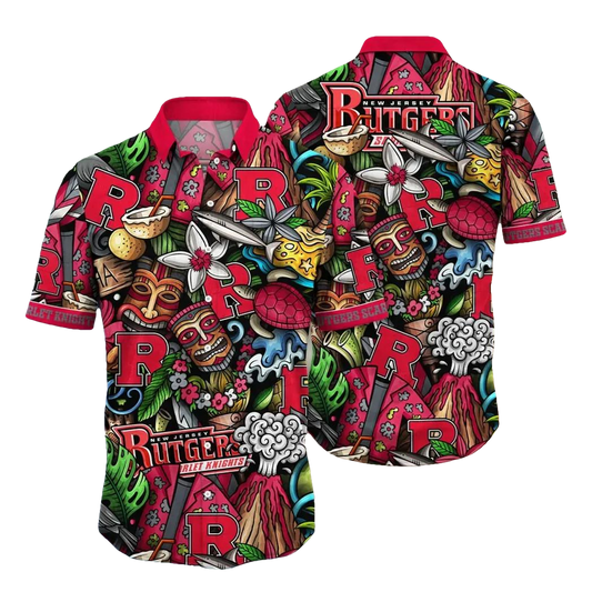 Rutgers Scarlet Knights NCAA Flower Aloha Hawaiian Shirt 6, NCAA Hawaiian Shirt Moonbestprint