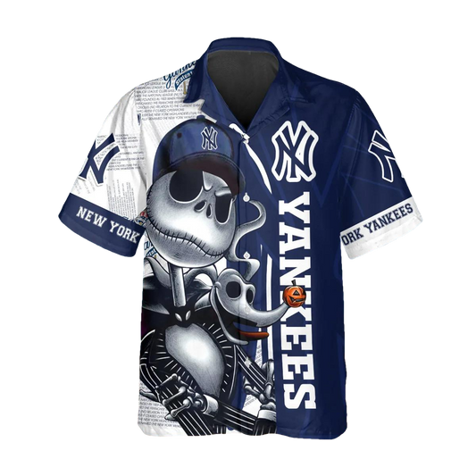 Jack Skeleton New York Yankees Hawaiian Shirt, Hawaiian Yankees Shirt, MLB Hawaiian Shirt Moonbestprint