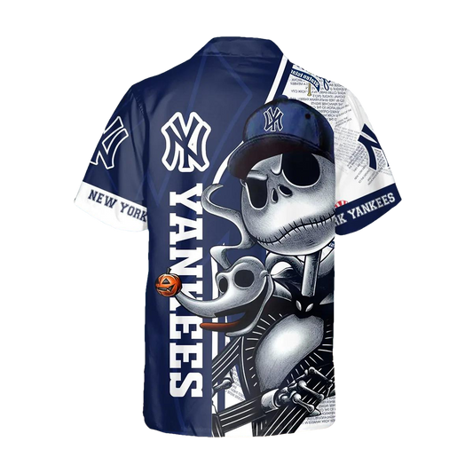Jack Skeleton New York Yankees Hawaiian Shirt, Hawaiian Yankees Shirt, MLB Hawaiian Shirt Moonbestprint