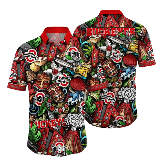 Ohio State Buckeyes Style Hot Trending Summer NCAA Flower Aloha Hawaiian Shirt 6, NCAA Hawaiian Shirt Moonbestprint
