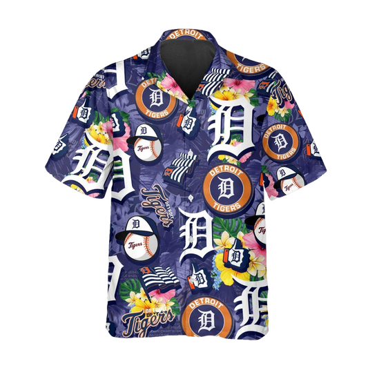 Pattern Detroit Tigers Hawaiian Shirt, Detroit Tigers Aloha Shirt Moonbestprint