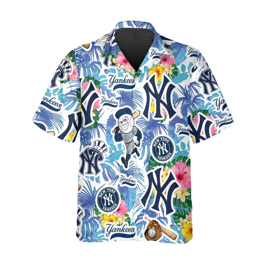 Pattern New York Yankees Hawaiian Shirt, Hawaiian Yankees Shirt Moonbestprint