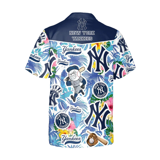 Pattern New York Yankees Hawaiian Shirt, Hawaiian Yankees Shirt Moonbestprint