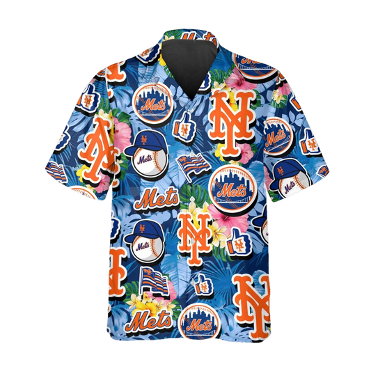 Pattern New York Mets Hawaiian Shirt, New York Mets Aloha Shirt Moonbestprint