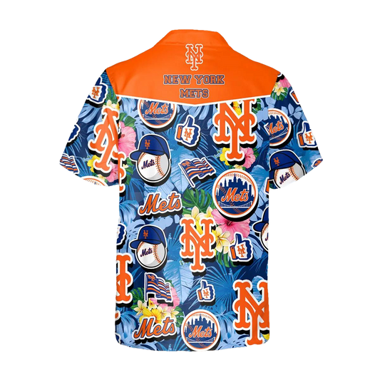 Pattern New York Mets Hawaiian Shirt, New York Mets Aloha Shirt Moonbestprint