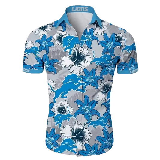 Detroit Lions Hawaiian Shirt Tropical Flower, NFL Hawaiian Shirt Moonbestprint
