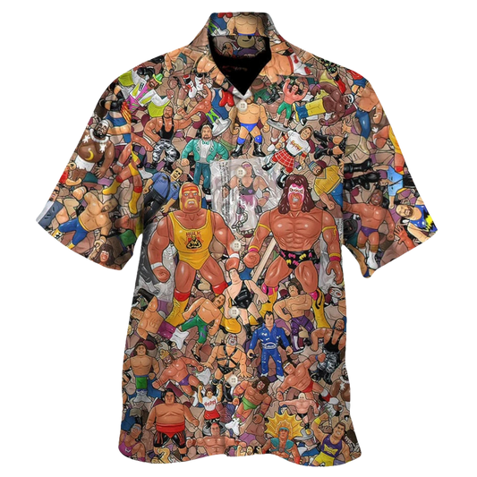 Wrestling Character Collage Hawaiian Shirt - Moonbestprint