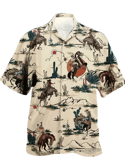 Western Cowboy Adventure Cactus Aloha Hawaiian Shirt - Moonbestprint