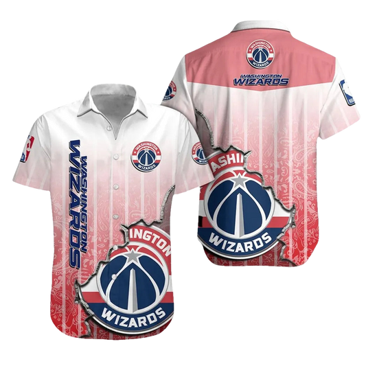 Washington Wizards Sunset Gradient Aloha Hawaiian Shirt - Moonbestprint