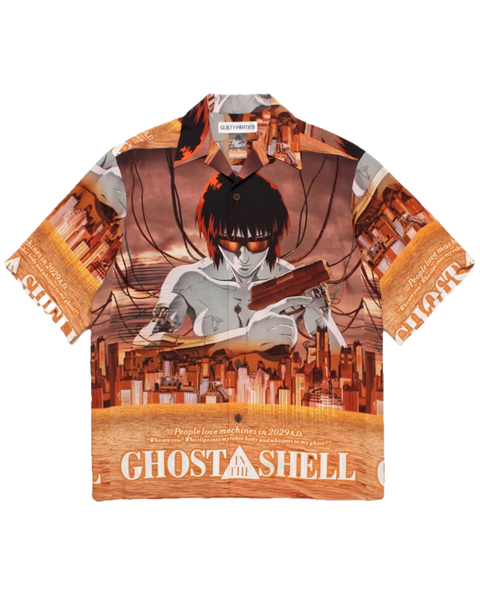 Wacko Maria x Ghost in the Shell Hawaiian Shirt Orange - Moonbestprint