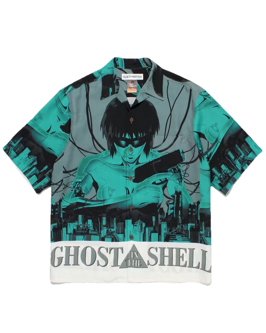 Wacko Maria x Ghost in the Shell Hawaiian Shirt Green - Moonbestprint