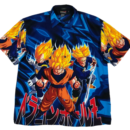 Vintage Dragon Ball Z Goku Vegeta and Trunks Hawaiian Shirt - Moonbestprint