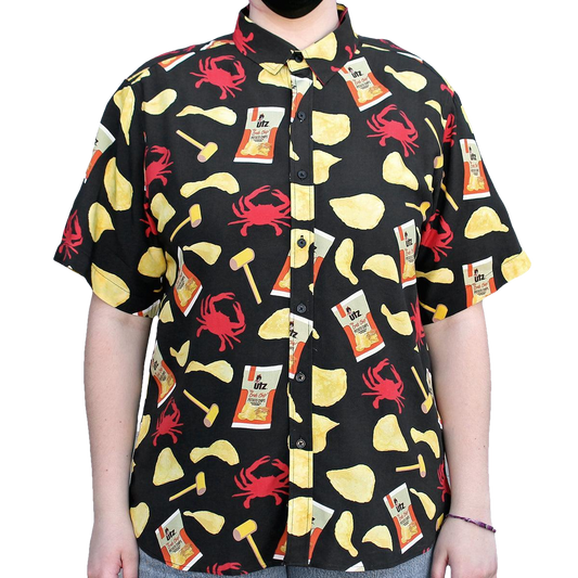 Utz Crab Chips, Mallets, & Crabs (Black) / Hawaiian Shirt - Moonbestprint