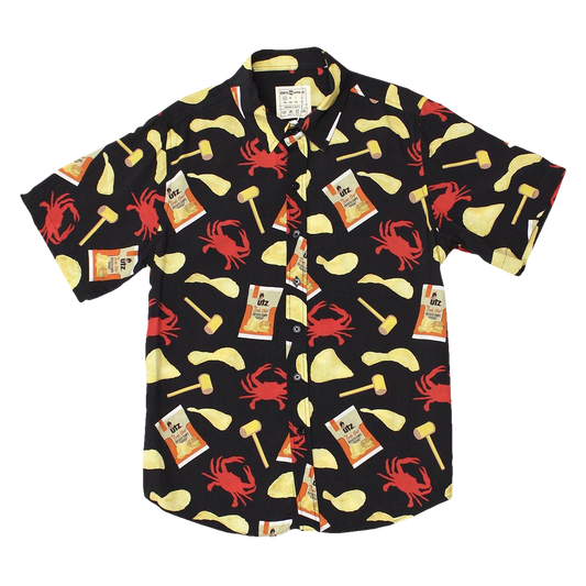 Utz Crab Chips, Mallets, & Crabs (Black) / Hawaiian Shirt - Moonbestprint