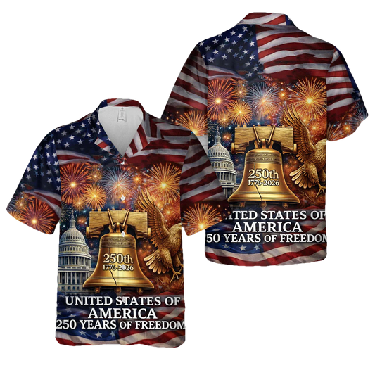 United States of America 250 Years of Freedom Hawaiian Shirt - Moonbestprint