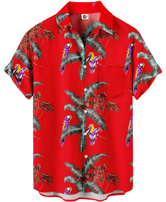 Tropical Parrot Hawaiian Shirt – Red - Moonbestprint