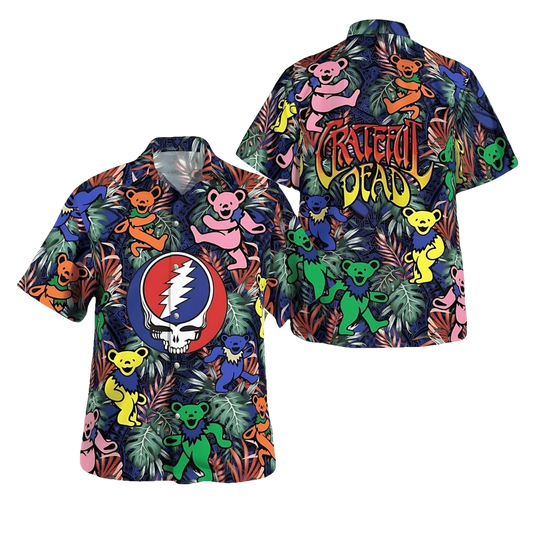 Tropical Dancing Bears Grateful Dead Hawaiian Shirt - Moonbestprint
