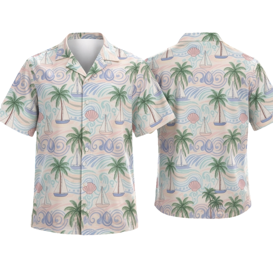 Tropical Beach Sailboat Summer Hawaiian Shirt - Moonbestprint