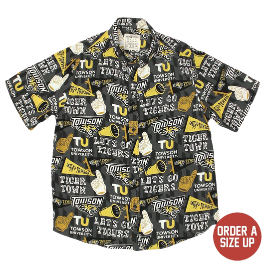 Towson University Fan Pattern (Grey) / Hawaiian Shirt - Moonbestprint