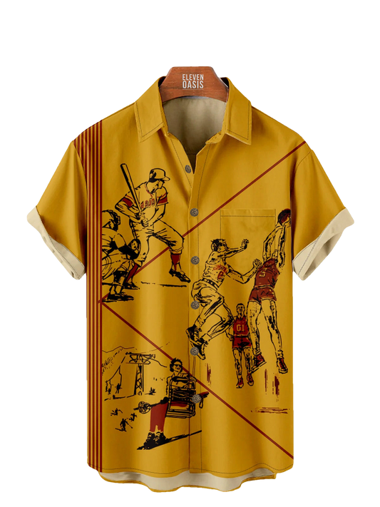 Tall Pee Chee Folder Back Cover Only Nostalgia Shirt with Chest Pocket - Moonbestprint