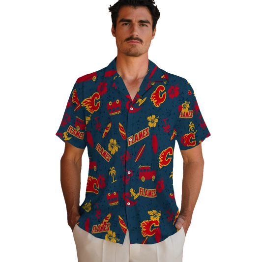 Calgary Flames Hawaiian Shirt - Beach Vibe - Moonbestprint