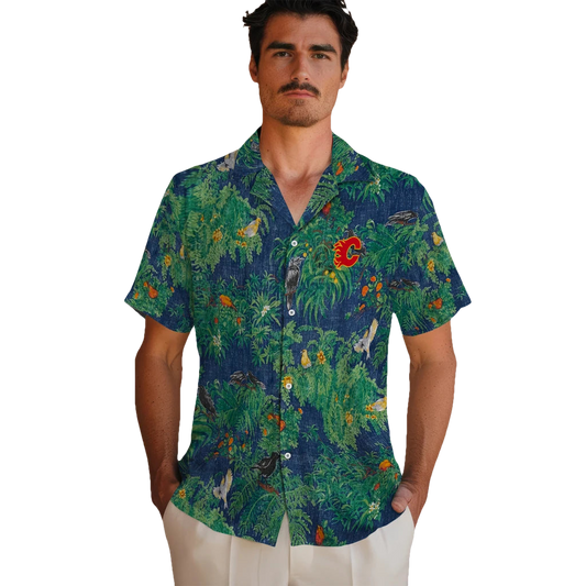 Calgary Flames Hawaiian Shirt - Bird Canopy - Moonbestprint