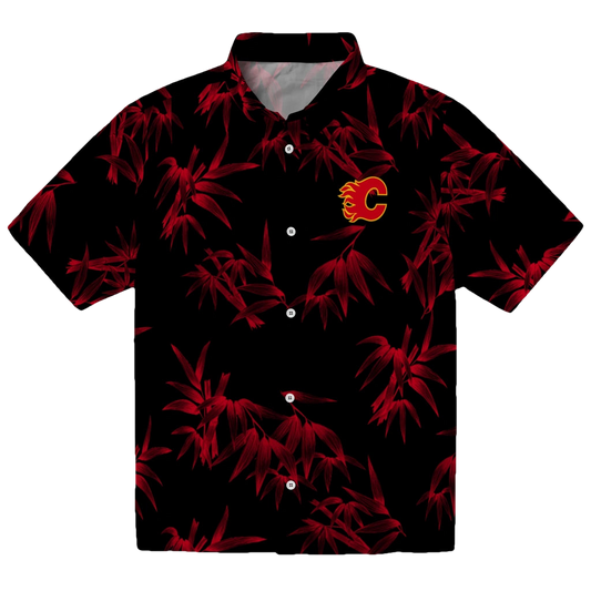 Calgary Flames Hawaiian Shirt - Bamboo Branches - Moonbestprint