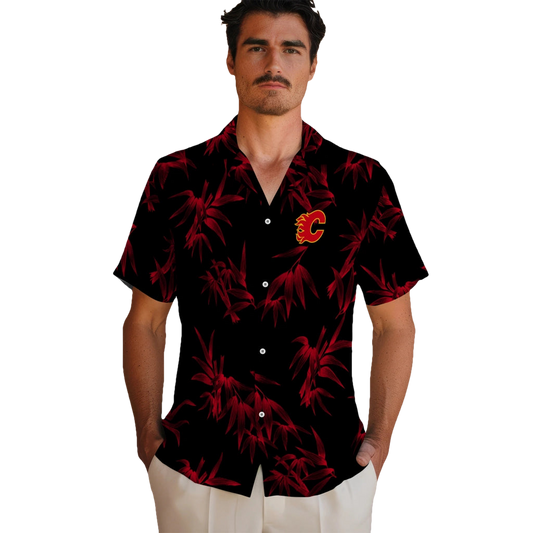Calgary Flames Hawaiian Shirt - Bamboo Branches - Moonbestprint