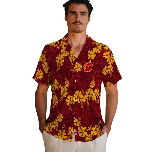Calgary Flames Hawaiian Shirt - 50th State Flower - Moonbestprint