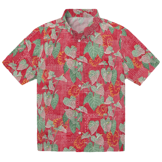 Calgary Flames Hawaiian Shirt - Anthurium Overlay - Moonbestprint
