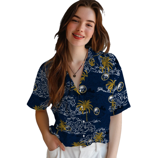 Buffalo Sabres Hawaiian Shirt - Wave Palm - Moonbestprint