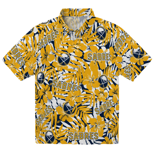 Buffalo Sabres Hawaiian Shirt - Hibiscus Overlay - Moonbestprint