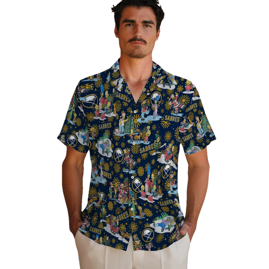 Buffalo Sabres Hawaiian Shirt - Simpsons Christmas - Moonbestprint