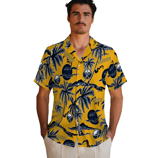 Buffalo Sabres Hawaiian Shirt - Palm Sunset - Moonbestprint