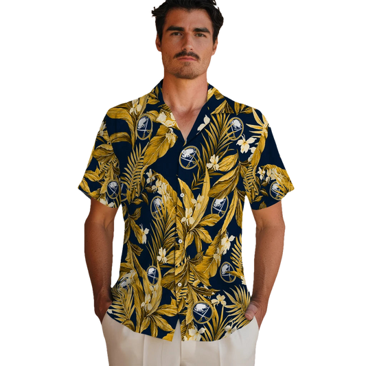 Buffalo Sabres Hawaiian Shirt - Palm Leaves - Moonbestprint