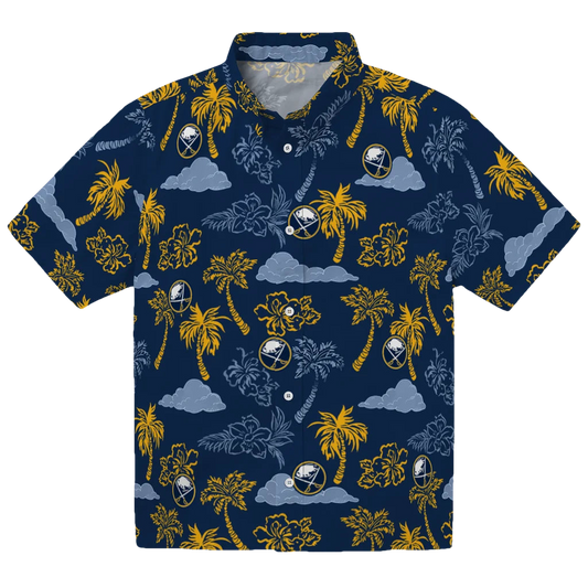 Buffalo Sabres Hawaiian Shirt - Palm And Clouds - Moonbestprint