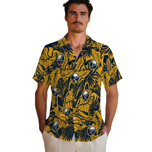 Buffalo Sabres Hawaiian Shirt - Monstera Layer - Moonbestprint