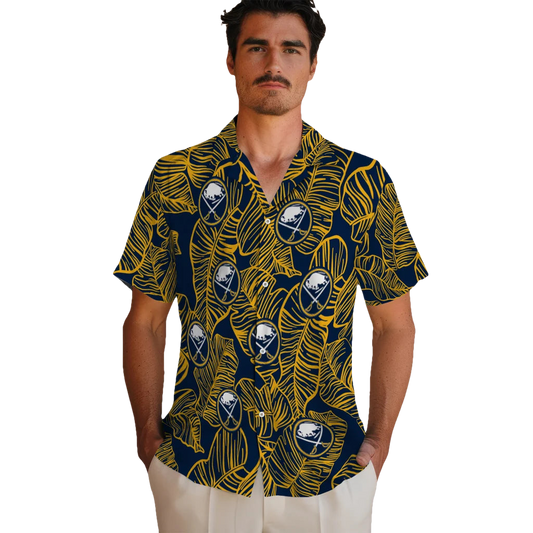 Buffalo Sabres Hawaiian Shirt - Leaf Outline - Moonbestprint