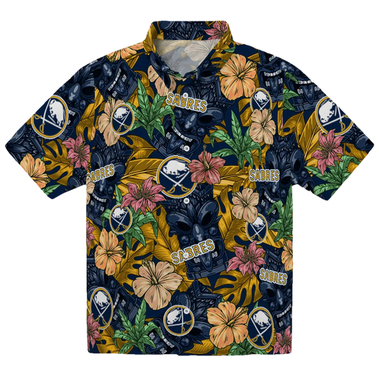 Buffalo Sabres Hawaiian Shirt - Hibiscus Tiki Jungle - Moonbestprint