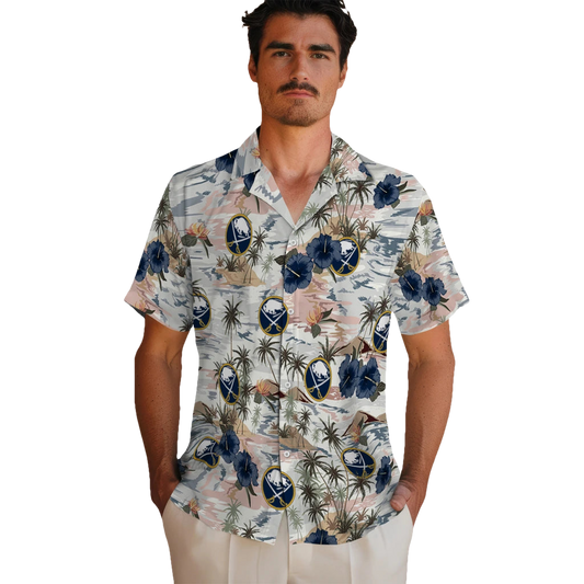 Buffalo Sabres Hawaiian Shirt - Hibiscus Seaside - Moonbestprint