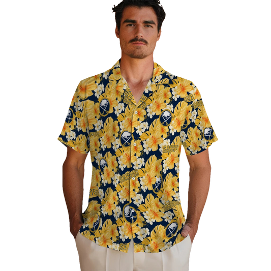 Buffalo Sabres Hawaiian Shirt - Hibiscus Tropics - Moonbestprint