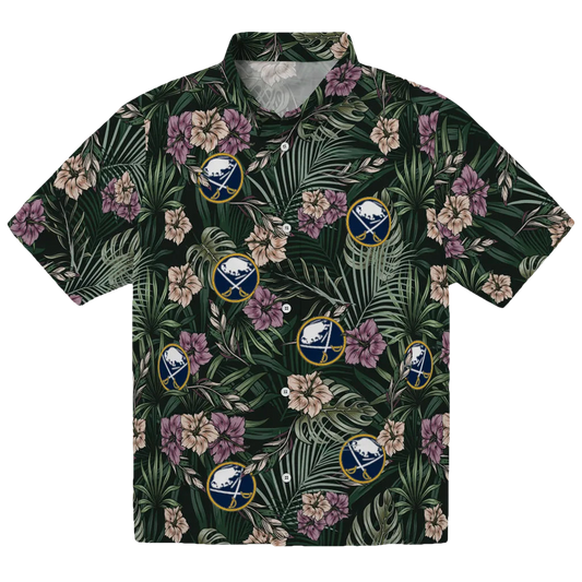 Buffalo Sabres Hawaiian Shirt - Hibiscus Leaves Pattern - Moonbestprint