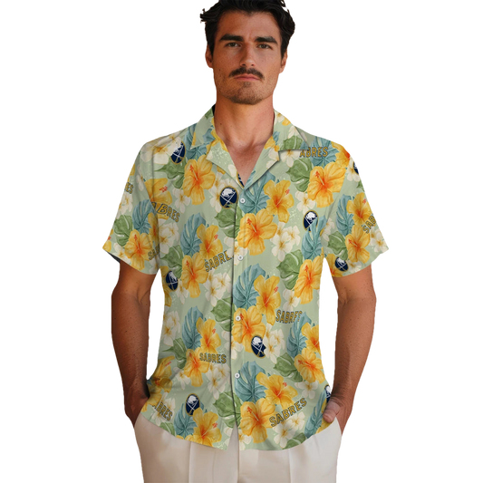 Buffalo Sabres Hawaiian Shirt - Hibiscus Mood - Moonbestprint