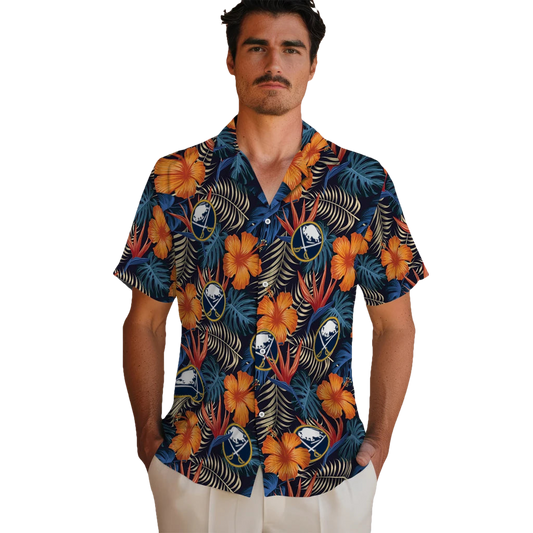 Buffalo Sabres Hawaiian Shirt - Hibiscus Foliage - Moonbestprint