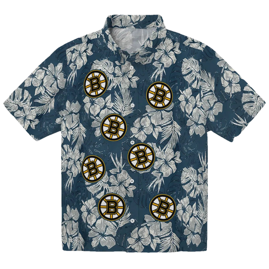Boston Bruins Hawaiian Shirt - Hibiscus Flowers - Moonbestprint