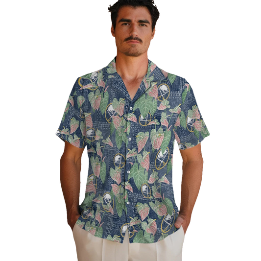 Buffalo Sabres Hawaiian Shirt - Anthurium Overlay - Moonbestprint