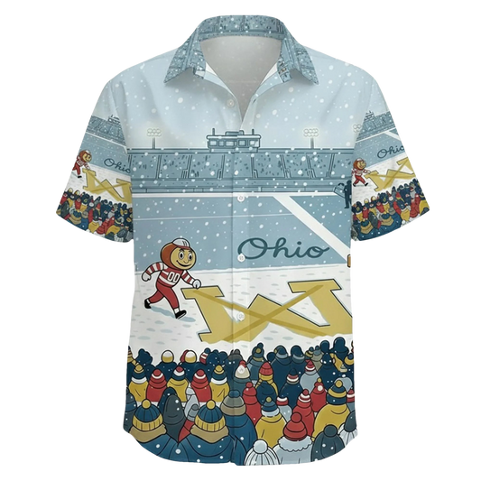 Brutus Buckeye Ohio Snow Michigan Rivalry Hawaiian Shirt - Moonbestprint